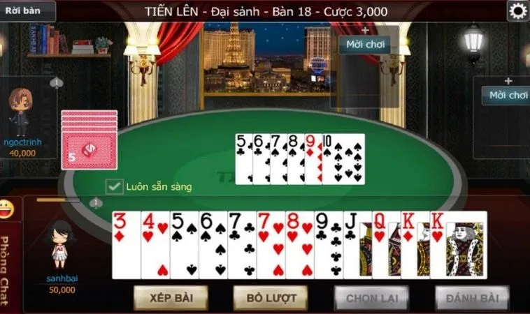 Giao diện chơi Tiến Lên Miền Nam Nhà Cái Fafa191