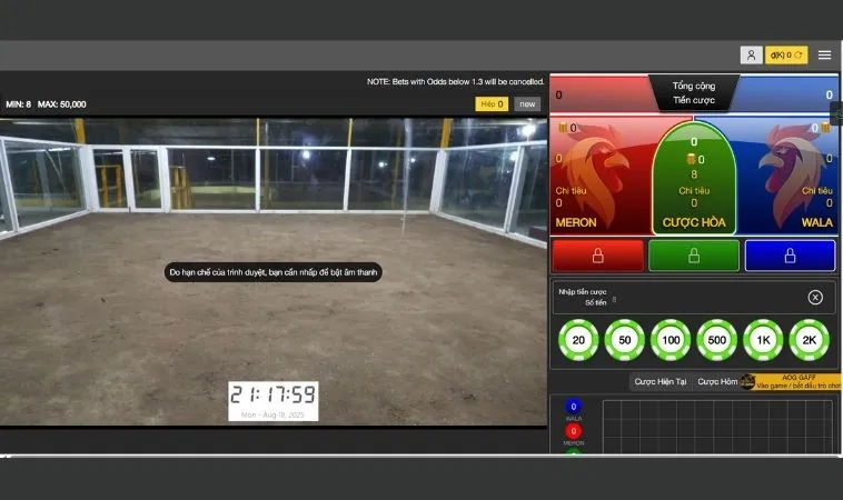 Giao diện cá cược đá gà tại nhà cái FAFA191