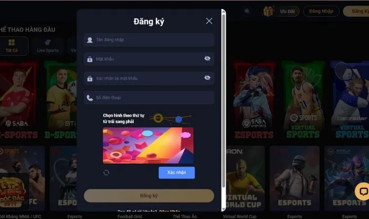 Giao diện đăng ký Fafa191